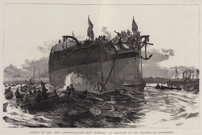 Launch of the New Armour-Plated Ship Rodney at Chatham by the Duchess of Edinburgh by William Lionel Wyllie